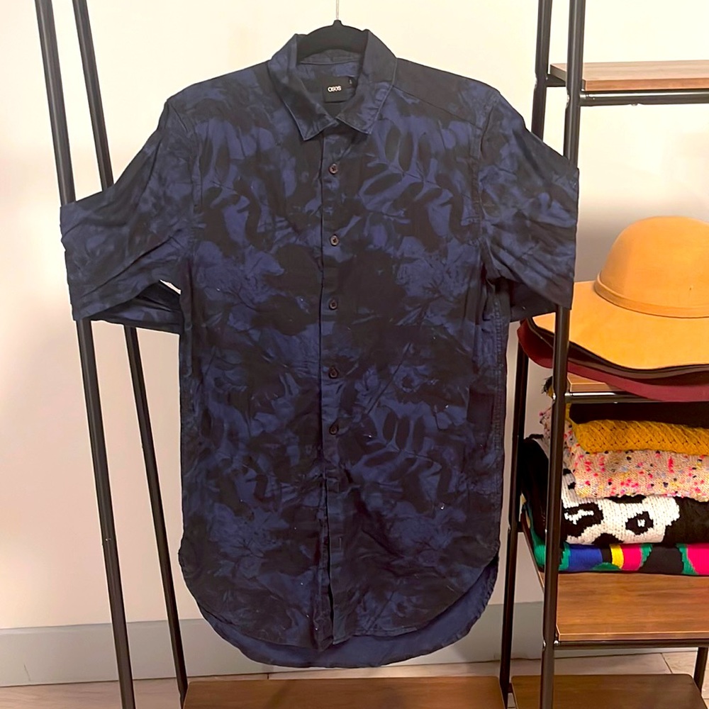 ASOS tropical blue button up shirt